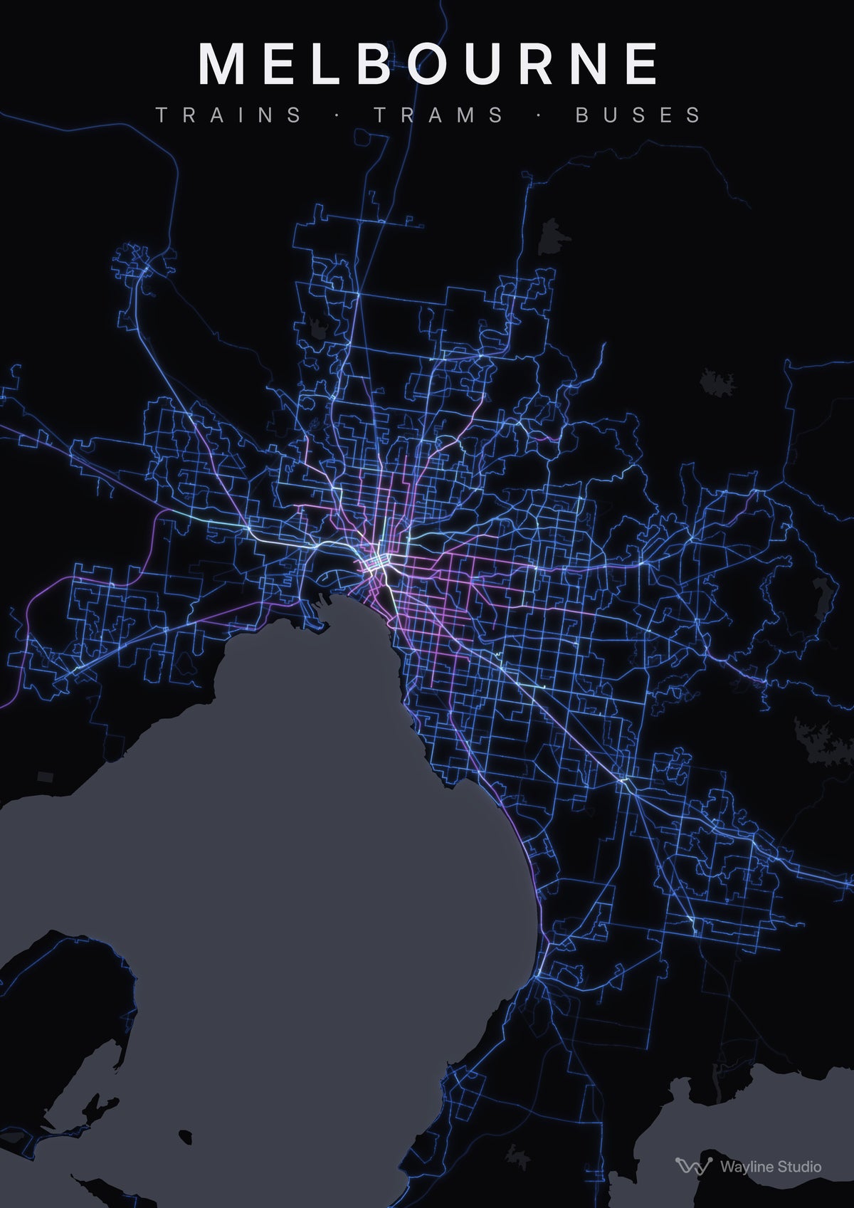 melbourne transit map poster by Wayline Studio