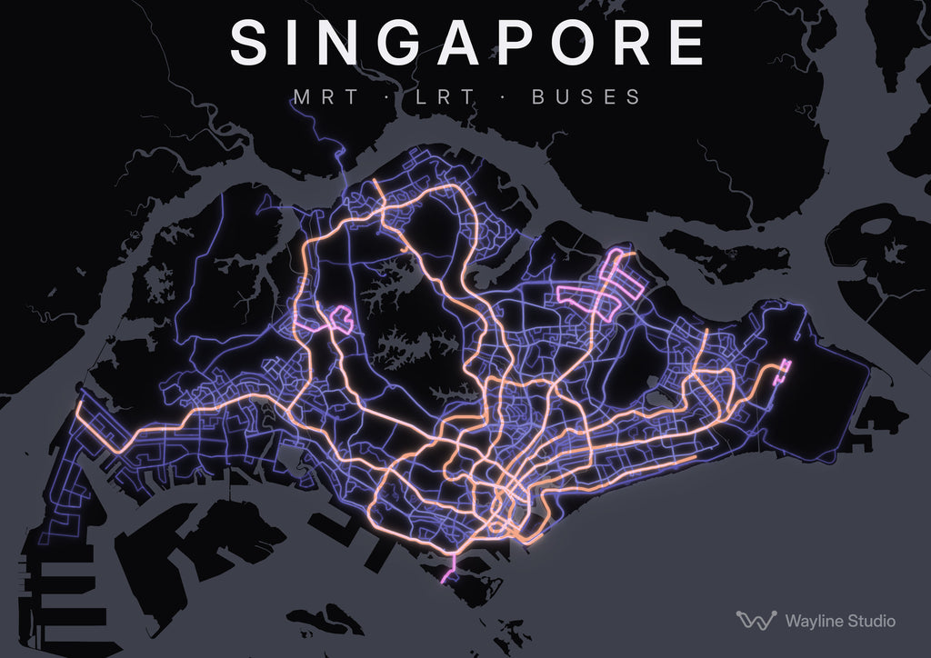 singapore transit map poster by Wayline Studio