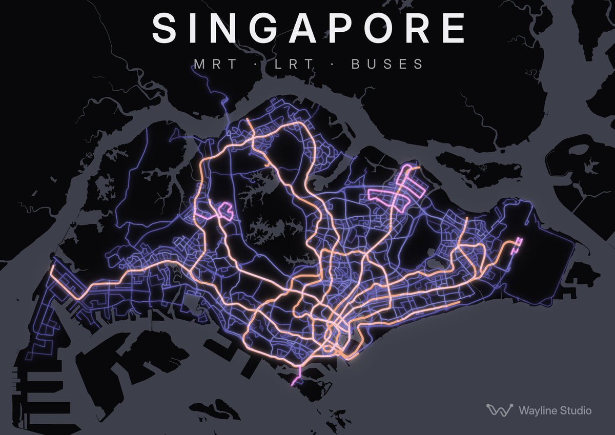 singapore transit map poster by Wayline Studio