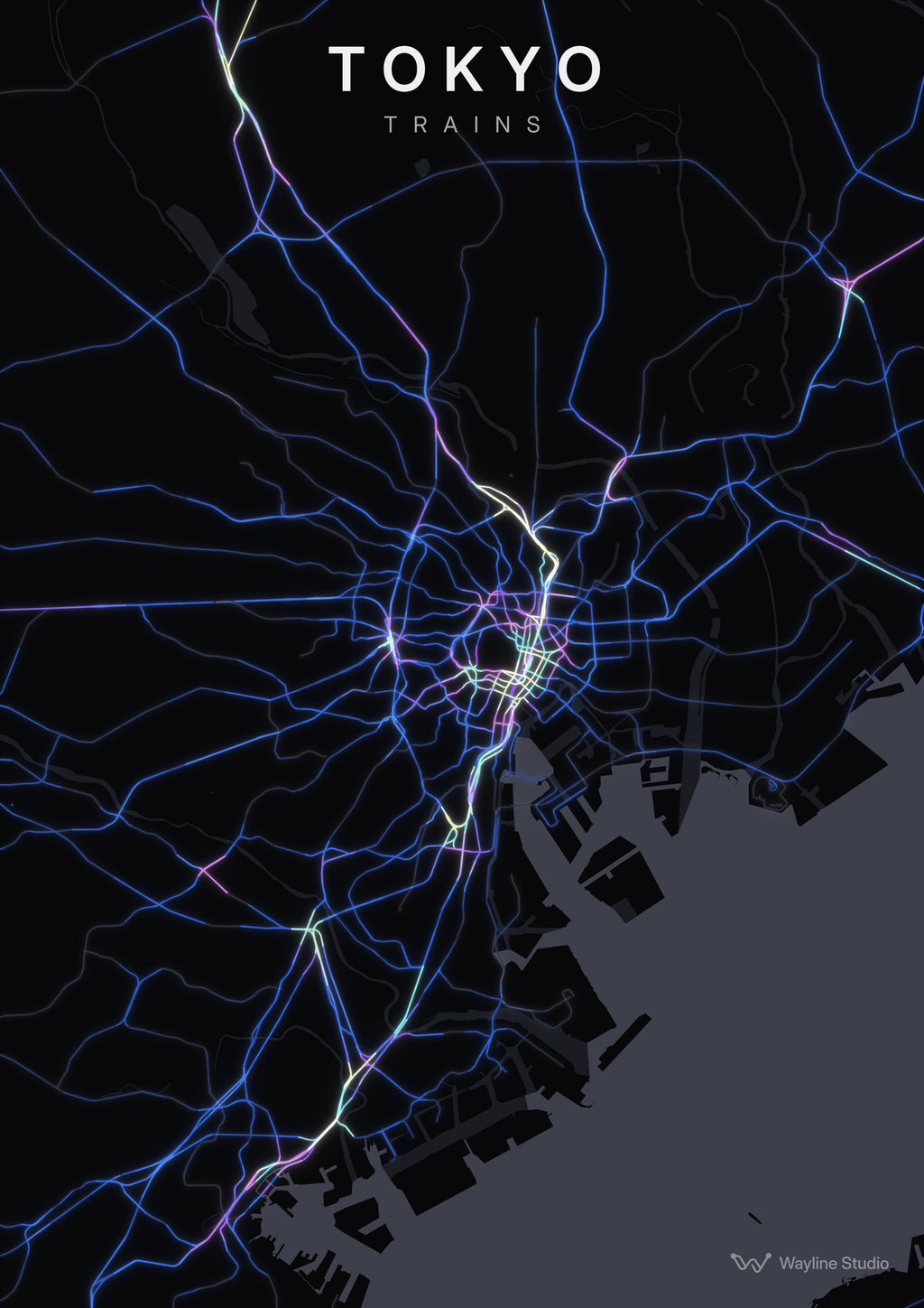 tokyo transit map poster by Wayline Studio