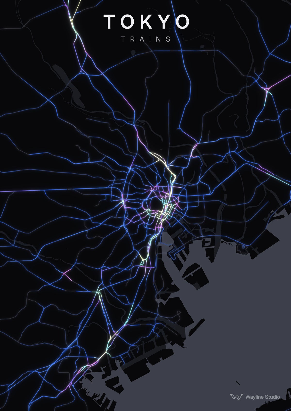 tokyo transit map poster by Wayline Studio